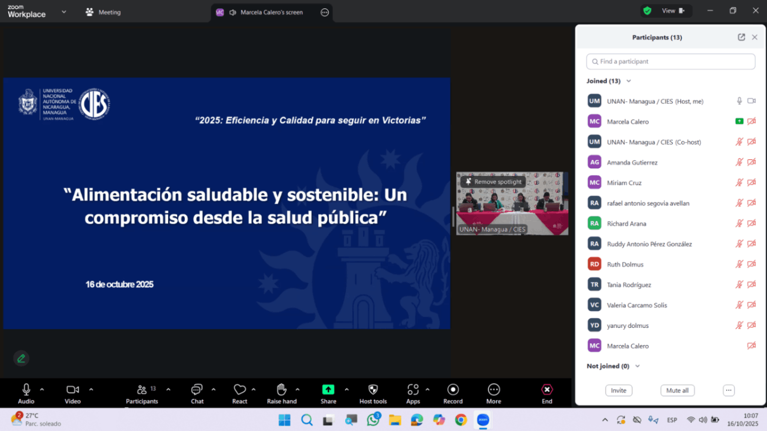 Conferencia sobre alimentación saludable y sostenible en el CIES